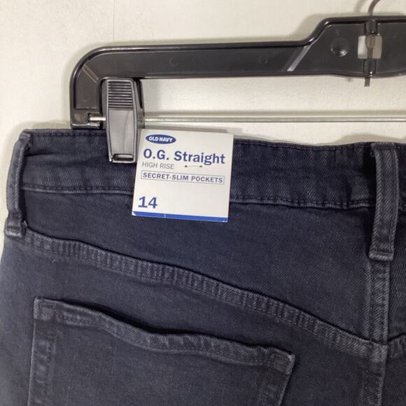 Old Navy Jeans High Rise O.G. Straight Secret Smooth Pockets Black Denim 14 NWT - Picture 8 of 10